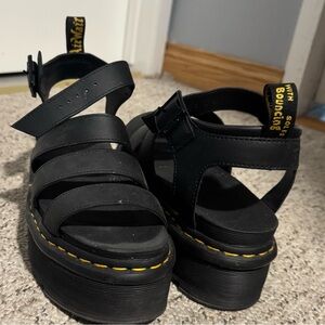 Dr. Martens Black Blaire Sandals with Platform Sole